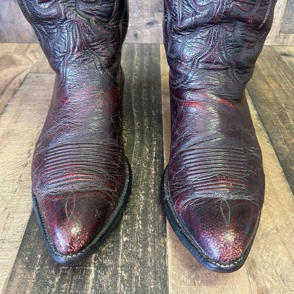 Lucchese Classics L695524 Black Cherry Smooth Ostrich Cowboy Boots Mens 11 D - Picture 11 of 12